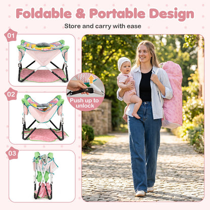 Indoor/Outdoor Infant Activity Center with Interactive Toys and 3 Adjustable Heights for 6+ Months