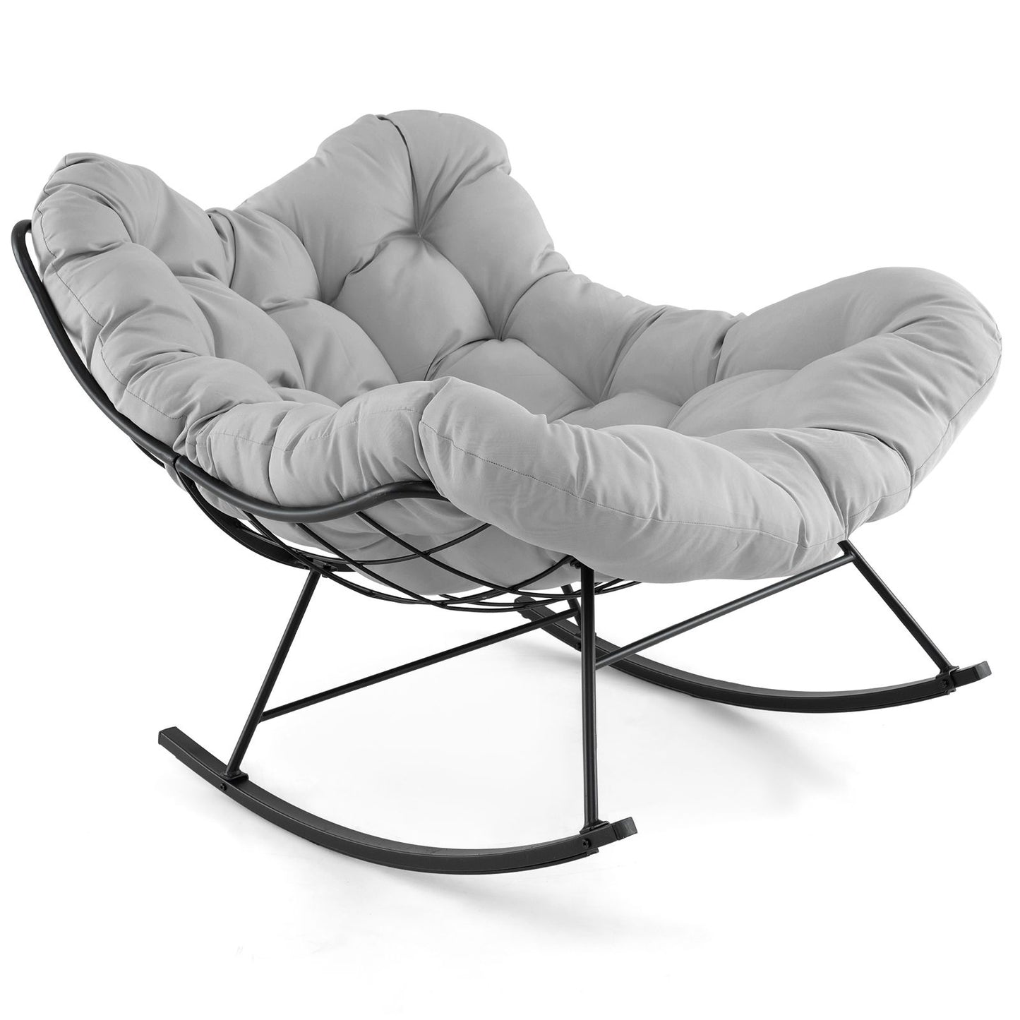 Oversized Patio Wicker Egg Chair with Thick and Removable Cushion