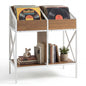 Record Player Stand, 2-Tier Turntable Stand End Side Table with 4 Display Shelves
