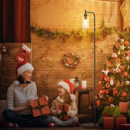 Industrial Floor Lamp with Hanging Glass Lampshade and Foot Switch