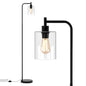 Industrial Floor Lamp with Hanging Glass Lampshade and Foot Switch