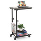 C-shape Adjustable End Table with Storage Basket