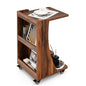 C-Shaped Side Table with Storage Shelf for Bedroom and Living Room