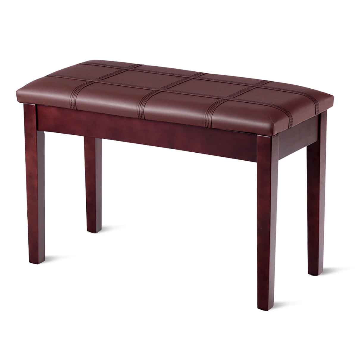 Wooden Duet Piano Bench with Padded Cushion and Music Storage