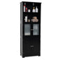 Freestanding Storage Cabinet with Tempered Glass Door and Open Shelves