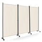 3-Panel Folding Room Divider with Wheels for Living Room Bedroom