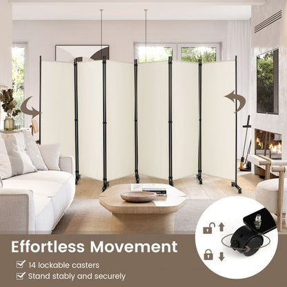 6 Panel Room Divider on Wheels