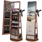 360° Swivel Lockable Jewelry Armoire Cabinet with Full-Length Mirror