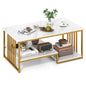 Faux Marble Coffee Table with Open Storage Shelf