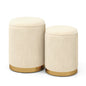 Velvet Storage Ottoman Set of 2 with Gold Stainless Steel Hoop