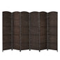 6 Panel Folding Room Divider with Hand-Woven Wicker for Home Office