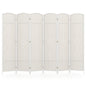 6 Panel Folding Room Divider with Hand-Woven Wicker for Home Office