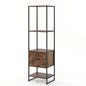 5-Tier Tall Narrow Bookcase Bookshelf with Drawer Shelves