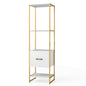 5-Tier Tall Narrow Bookcase Bookshelf with Drawer Shelves