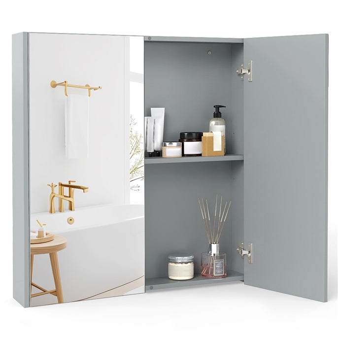 Medicine Cabinet with Mirror and Double Mirrored Doors
