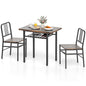 3-Piece Dining Table Set with Storage Rack and Metal Legs