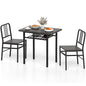 3-Piece Dining Table Set with Storage Rack and Metal Legs