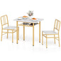 3-Piece Dining Table Set with Storage Rack and Metal Legs