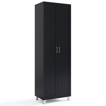 Double Door Tall Storage Cabinet with Adjustable Shelf and Anti tilt Design