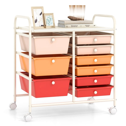 Metal Frame Utility Storage Organizer Cart with 4 Wheels