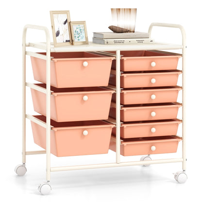 Metal Frame Utility Storage Organizer Cart with 4 Wheels