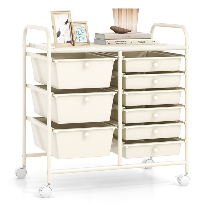 Metal Frame Utility Storage Organizer Cart with 4 Wheels