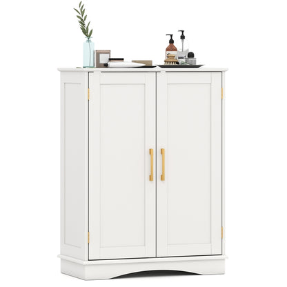 Bathroom Floor Storage Cabinet with 2 Doors and Adjustable Shelves