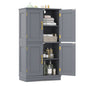 Bathroom Floor Storage Cabinet with 4 Doors and 2 Adjustable Shelves