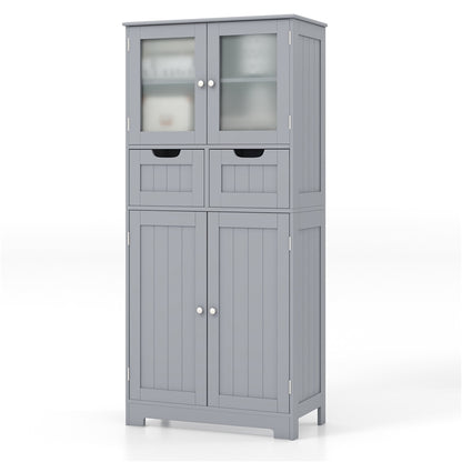 Floor Storage Cabinet with 2 Glass Doors