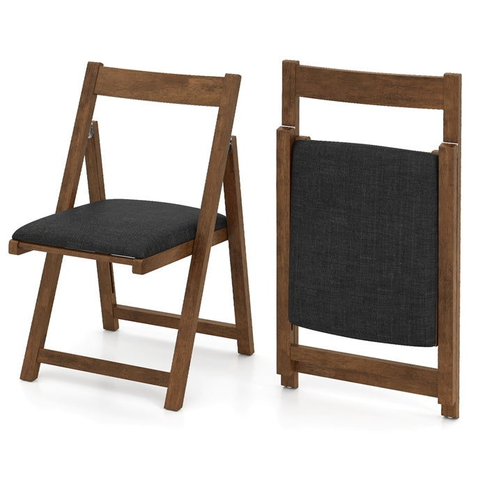 Foldable Dining Chair Set of 4 with Padded Seat and Curved Backrest