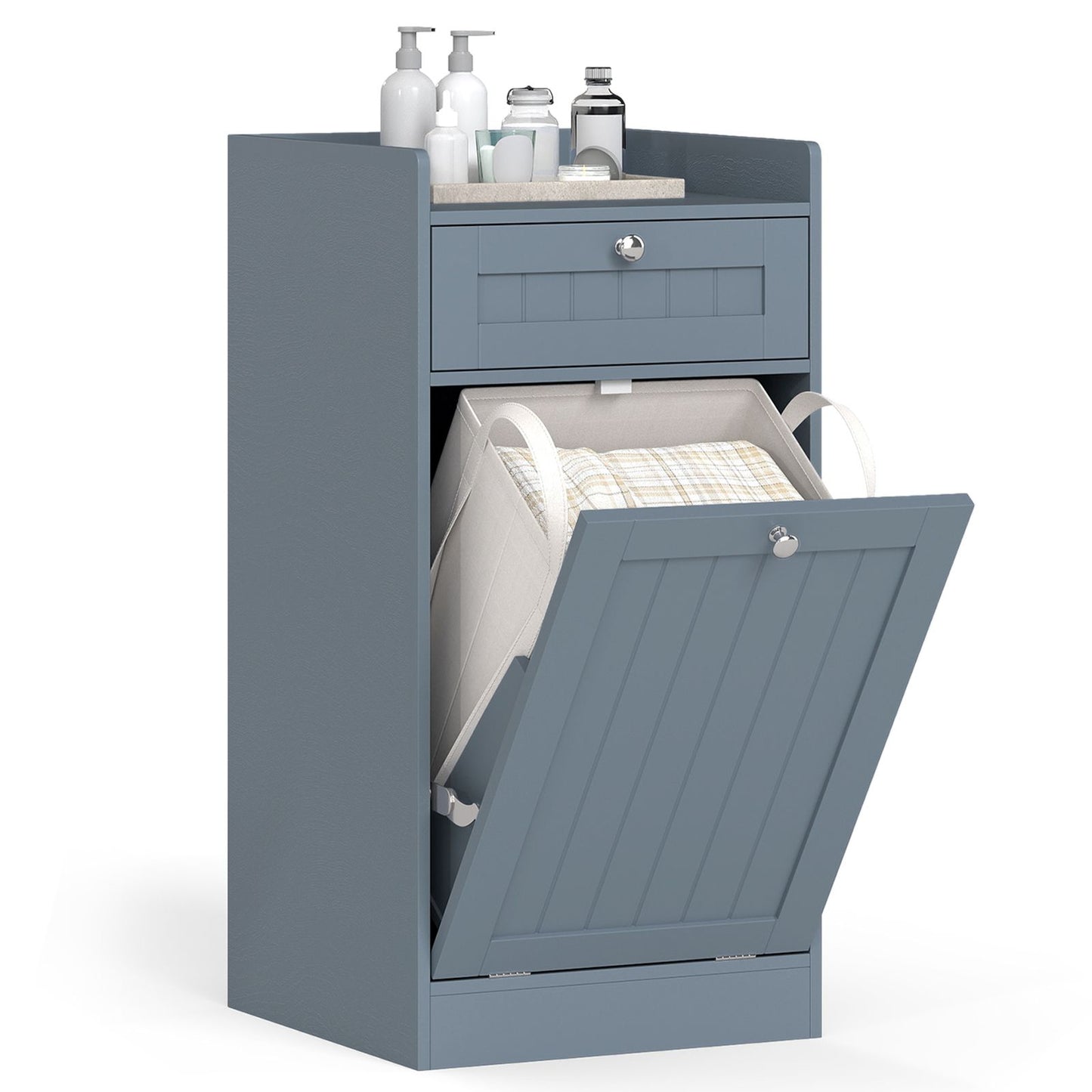 Bathroom Storage Cabinet with Drawer and Removable Hamper