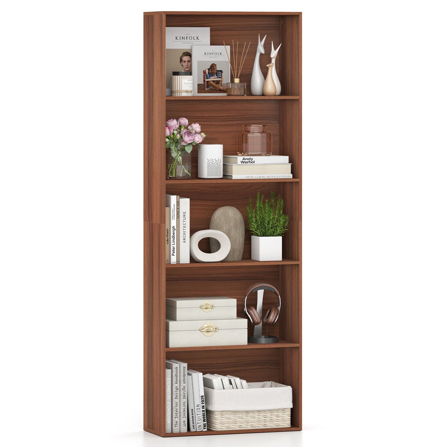 5-Tier Bookshelf with Freestanding Display Shelf and Storage Organizer for Living Room