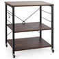 GiantexUK Kitchen Baker's Rack, 3 Tier Serving Cart Microwave Stand with Shelves, Lockable Wheels, 2 Adjustable Shelves