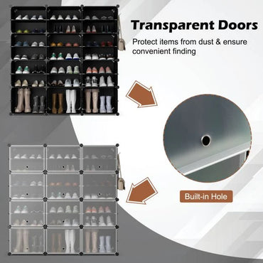 48 Pairs Expandable Modular Shoe Storage Cabinet with Door