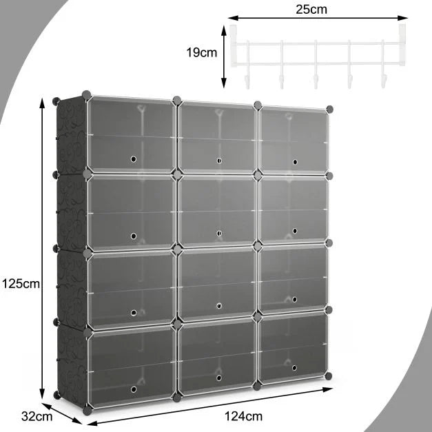 48 Pairs Expandable Modular Shoe Storage Cabinet with Door