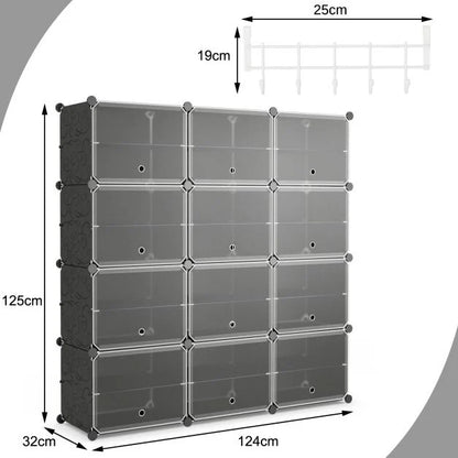 48 Pairs Expandable Modular Shoe Storage Cabinet with Door