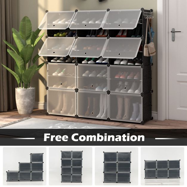 48 Pairs Expandable Modular Shoe Storage Cabinet with Door