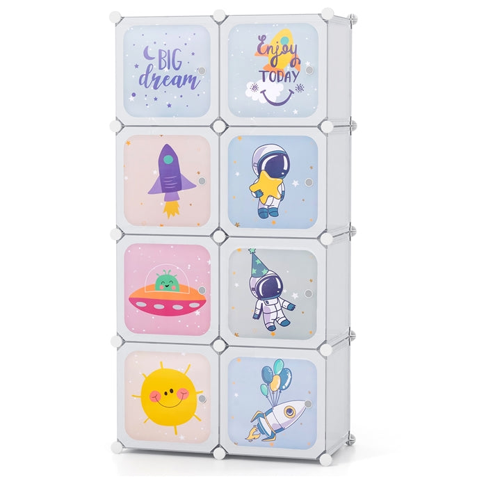 8-cube Baby Closet Organizer with Doors and Hanging Section