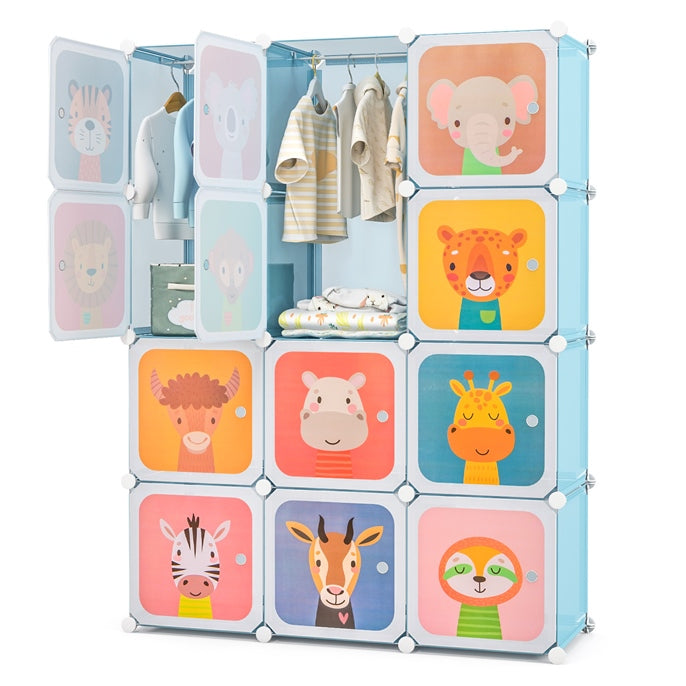 12 Cube Portable Kids Wardrobe with Hanging Section