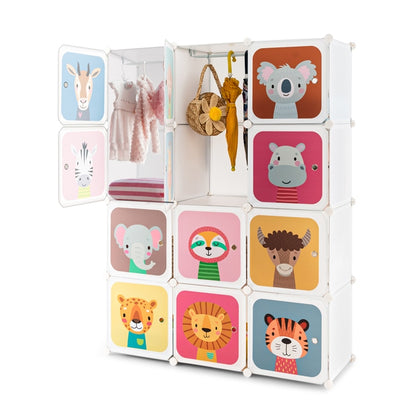 12 Cube Portable Kids Wardrobe with Hanging Section