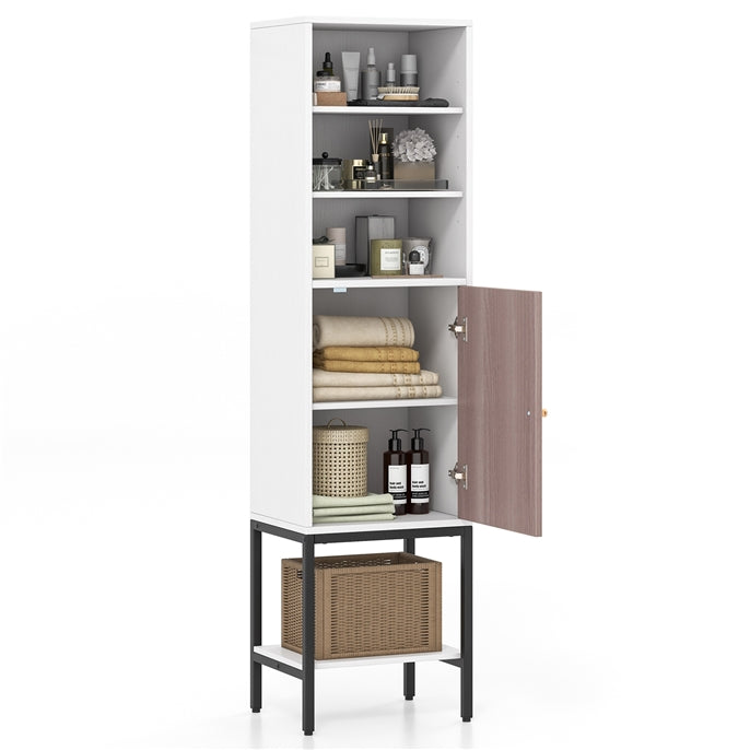 Tall Storage Cabinet with Adjustable Shelf and Bottom Storage