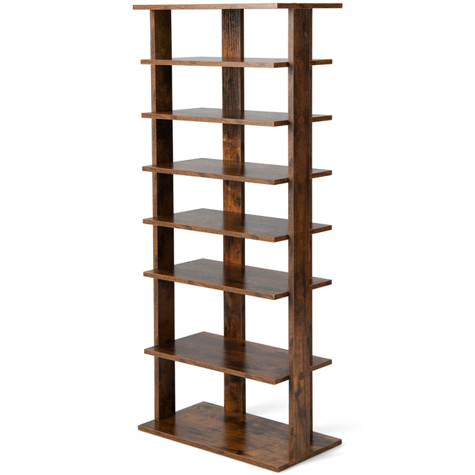 Extra Wide Wooden Vertical Shoe Rack with 7 Shelves