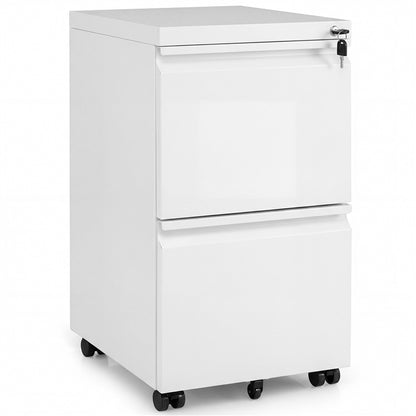2/3-Drawers Mobile File Cabinet, Rolling Metal Filing Cabinet with 5 Casters and 2 Keys