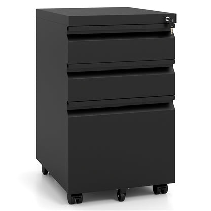 2/3-Drawers Mobile File Cabinet, Rolling Metal Filing Cabinet with 5 Casters and 2 Keys