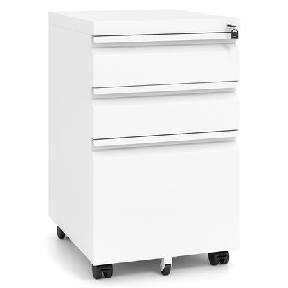 2/3-Drawers Mobile File Cabinet, Rolling Metal Filing Cabinet with 5 Casters and 2 Keys
