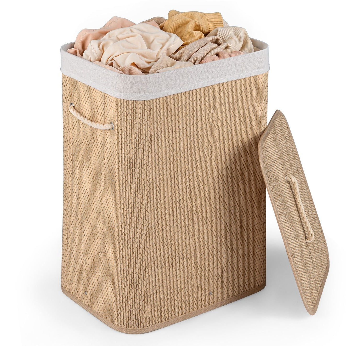 72 L Capacity Bamboo Laundry Hamper with Lid and Removable Liner for Bedroom