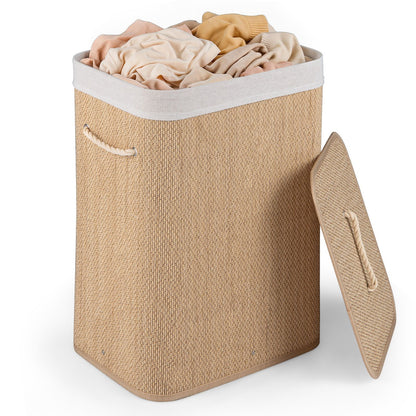 72 L Capacity Bamboo Laundry Hamper with Lid and Removable Liner for Bedroom