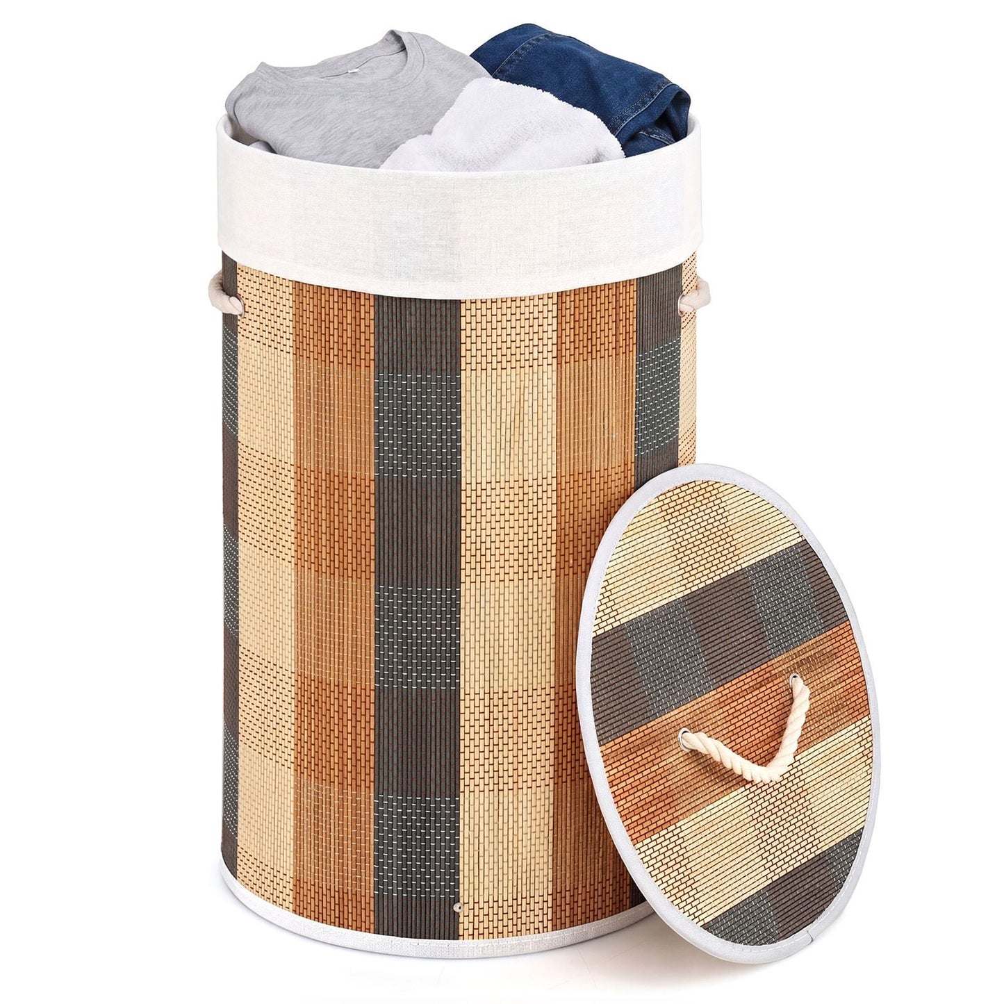 50 L 3-handle Laundry Hamper with Removable and Machine-Washable Liner for Blankets