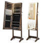 Standing Jewelry Cabinet with LED Lights Lipstick Box and 2 Drawers