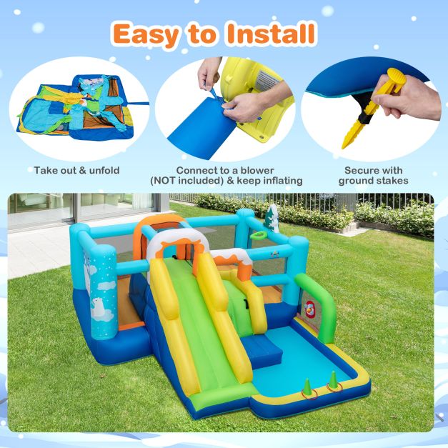 Jumbo Inflatable Bounce Castle with Long Slide Large Ball Pit Blower NOT Included